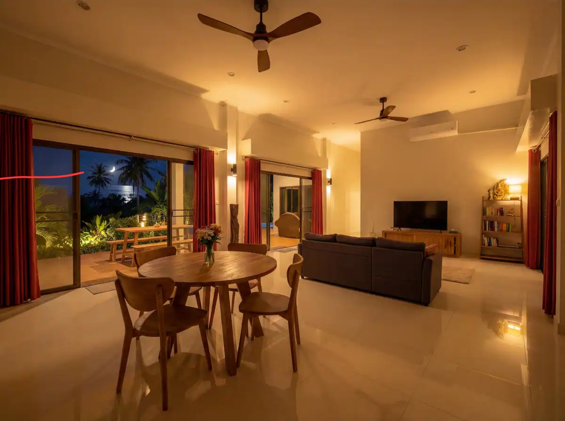 Spacious open-plan living and dining area for groups at the AYEDA villa